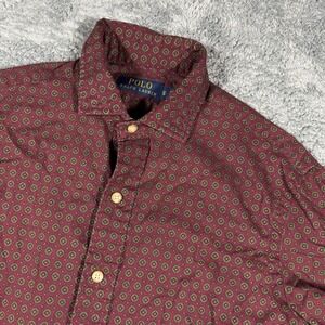 Polo Ralph Lauren Burgundy Geometric All Over Print Button Down Shirt Size S